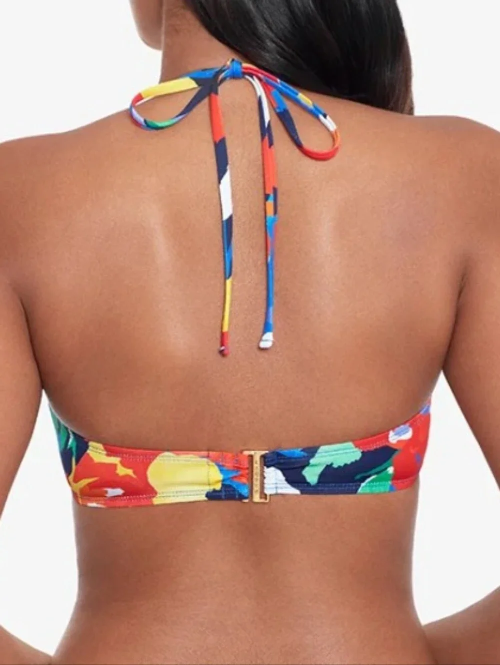 Lauren Ralph Lauren Womens Bold Abstract Floral V Wire Bandeau Bikini Top NWT 4